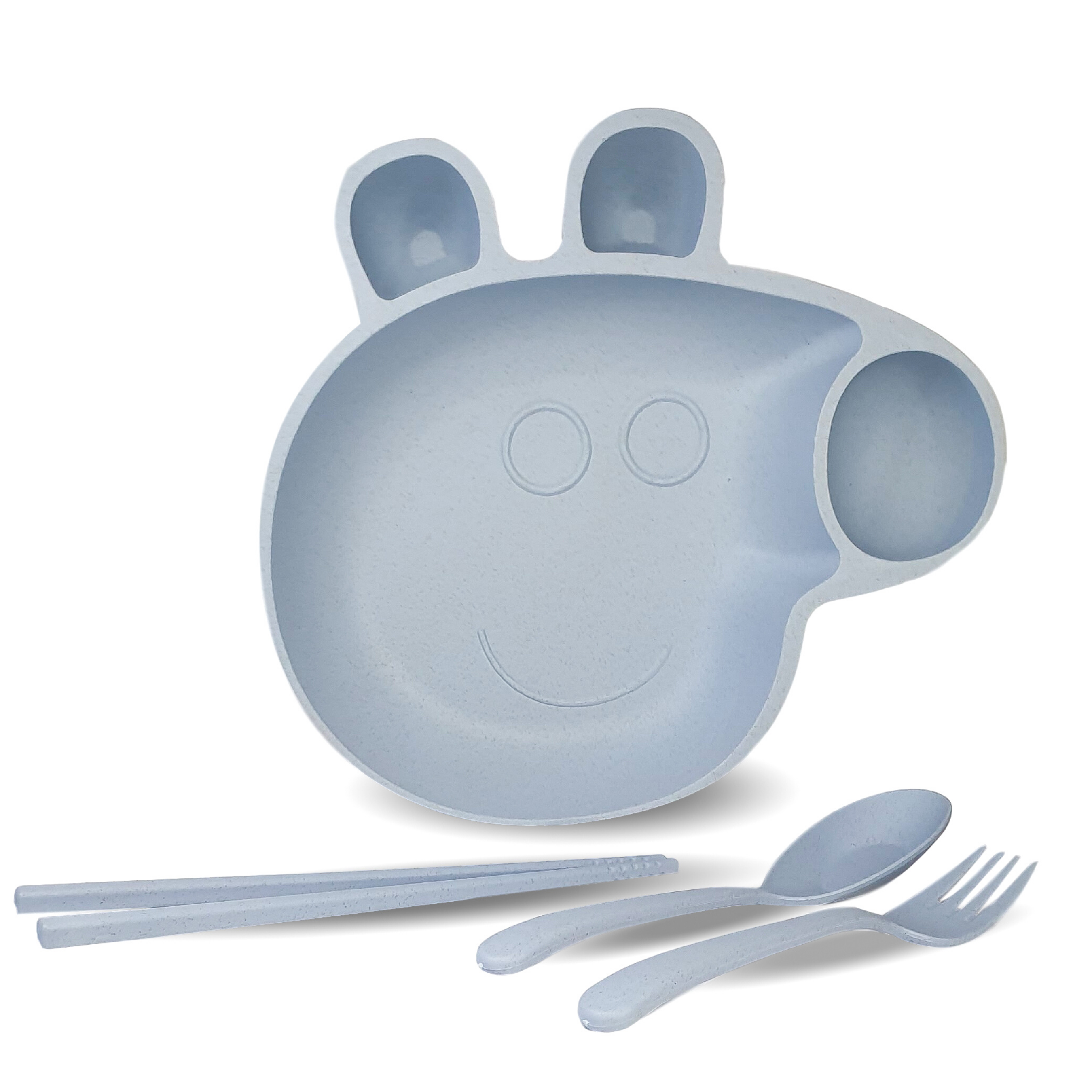 Kinderservies plus siliconen slabbetje blauw