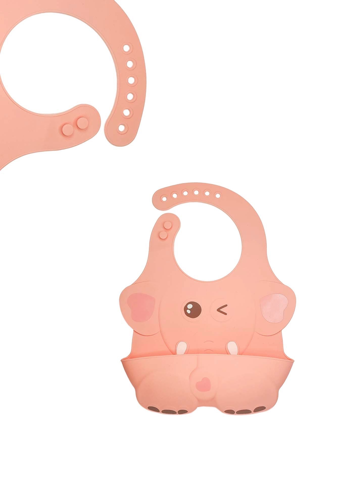 Kinderservies plus siliconen slabbetje roze