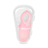 Een foto van de fruitspeen in het roze in de plastic verpakkingsdoos.